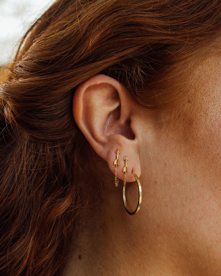 Aros Flecha y Cadena Bañados en Oro