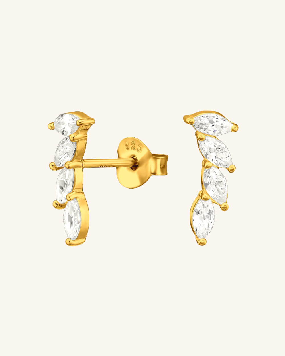 Aros Hojas de Plata Bañada en Oro con Circones - Zazü