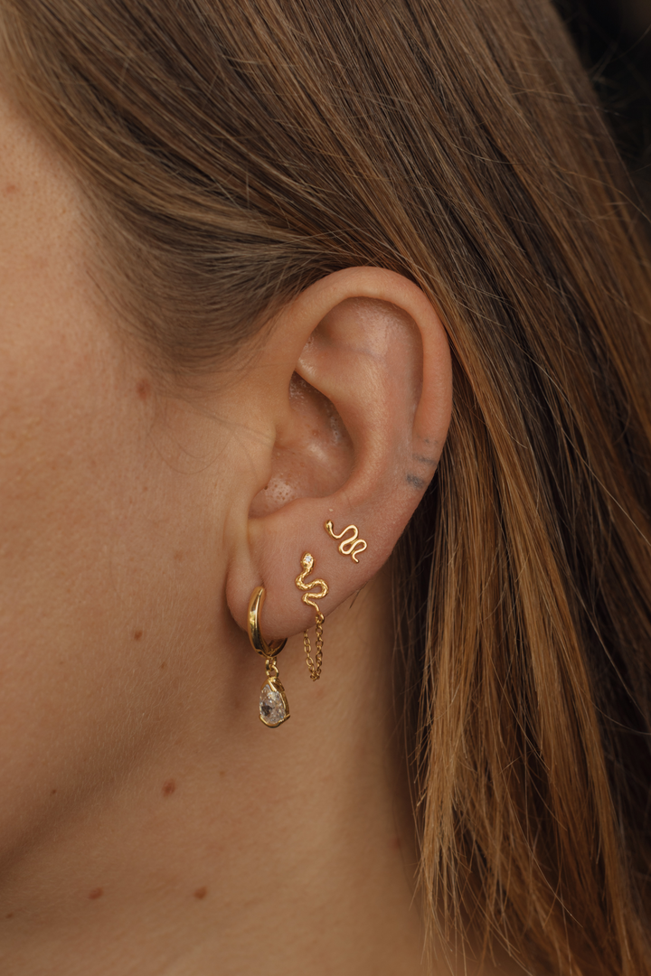 Aros Serpiente y Cadena Bañados en Oro