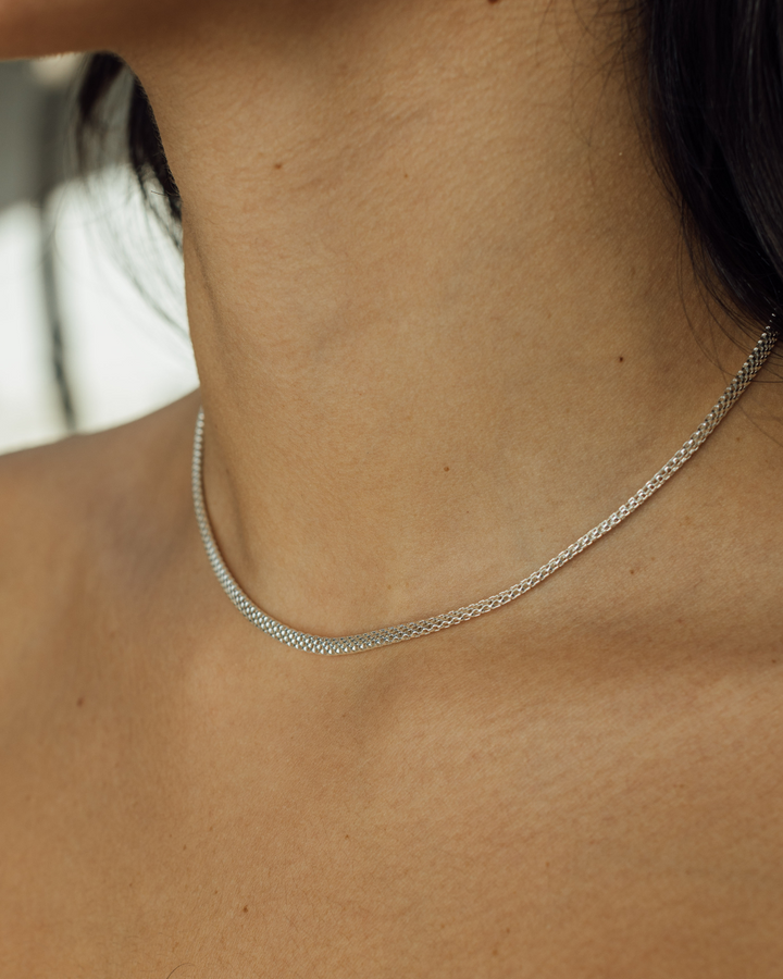 Choker Tejido Tubular de Plata - Zazü