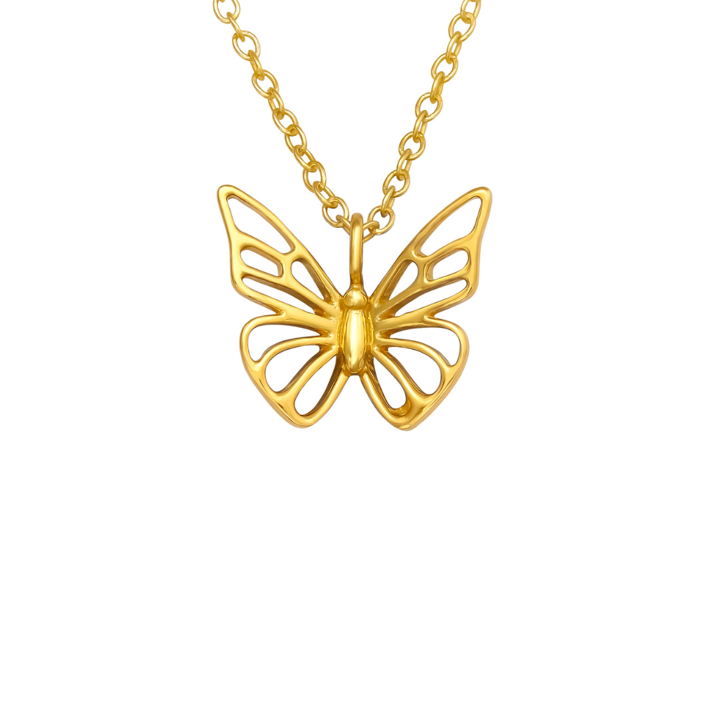 Collar Mariposa Calada Bañado en Oro