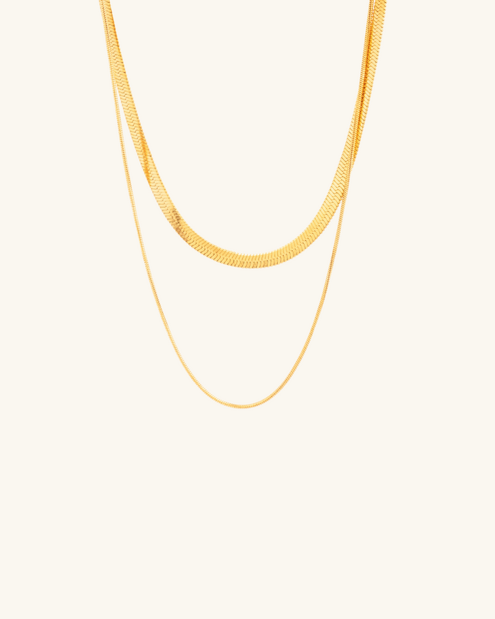 Collar Cinta Doble de Acero Bañado en Oro