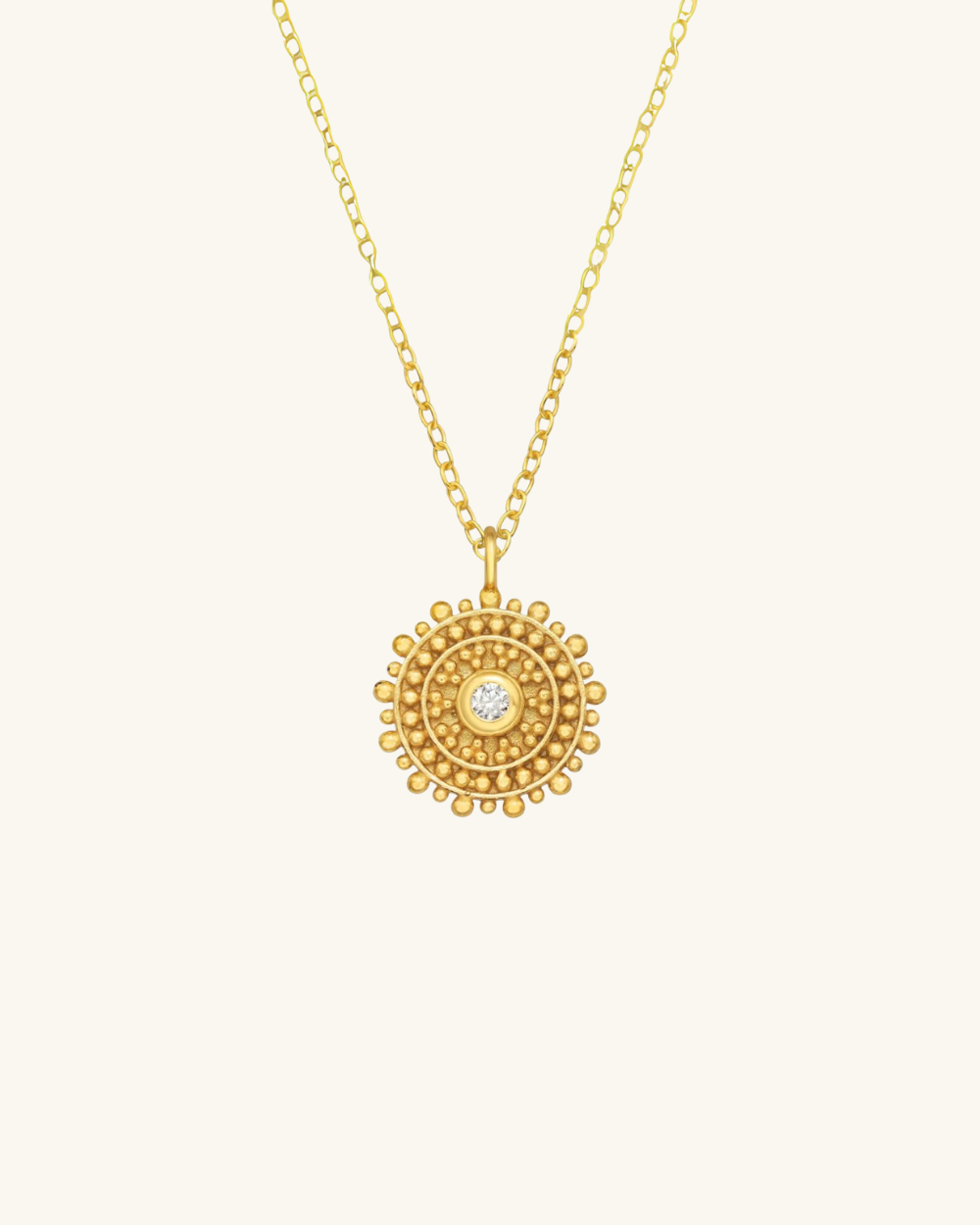 Collar Medalla y Circón Bañado en Oro - Zazü