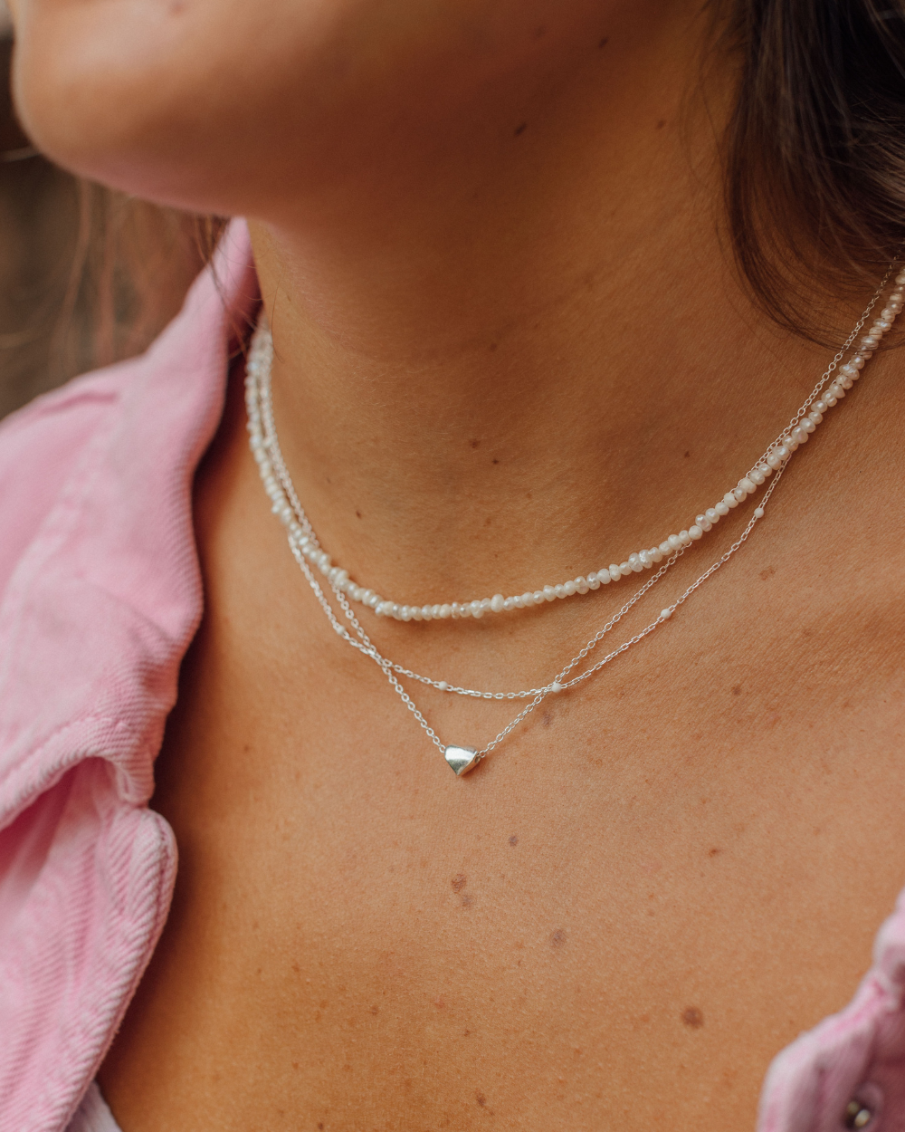 Collar Corazón De Plata De Ley 925 Con Zirconia Blanca – Colgante Pequeño, Para Mujer, Diseño Elegante Y Minimalista