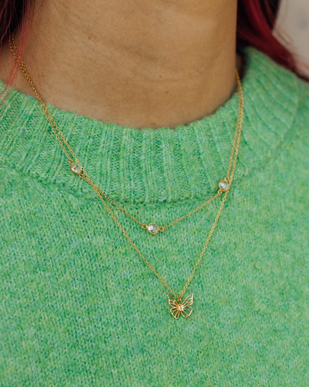 Collar Triple Punto de Luz Bañado en Oro - Zazü