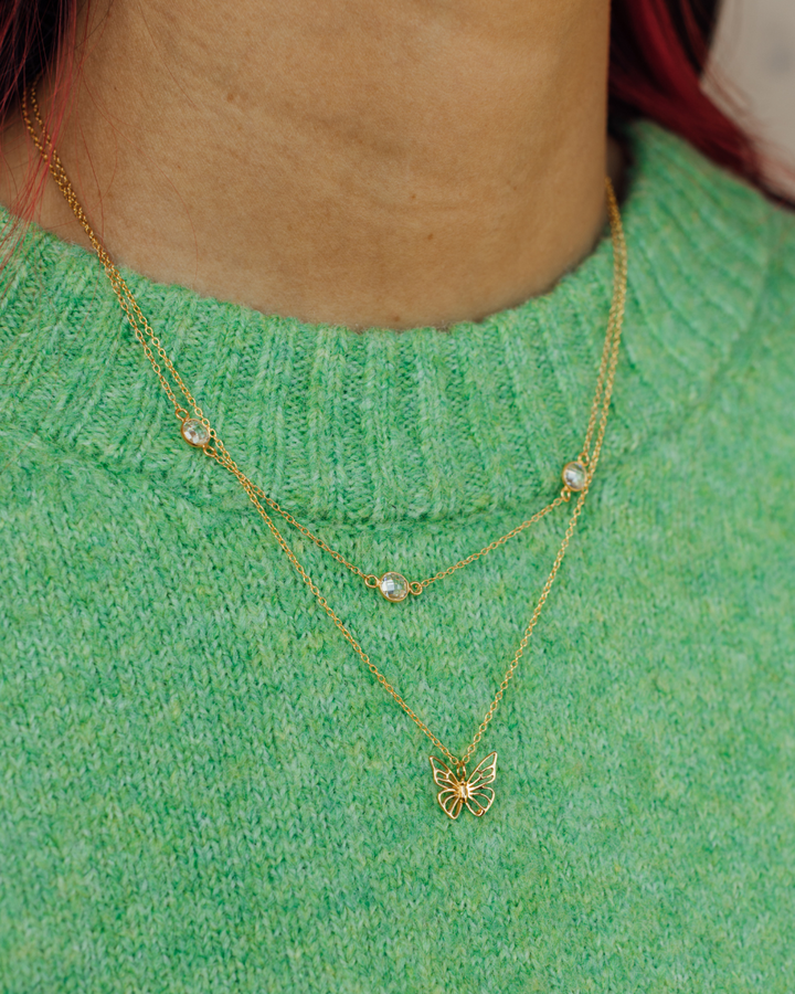 Collar Triple Punto de Luz Bañado en Oro - Zazü