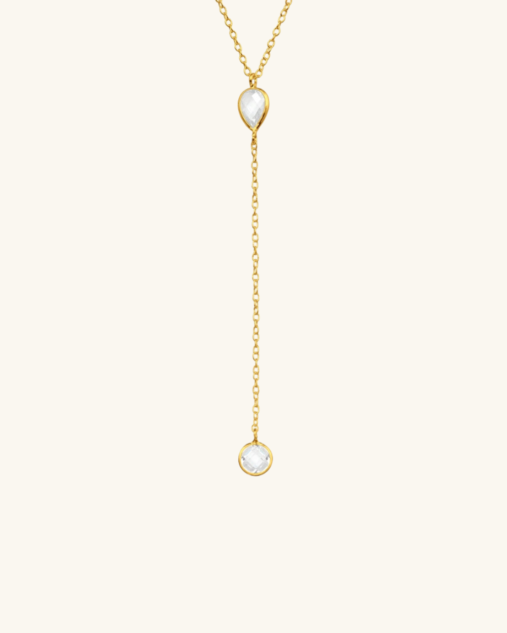 Collar Y con Circones Bañado en Oro - Zazü