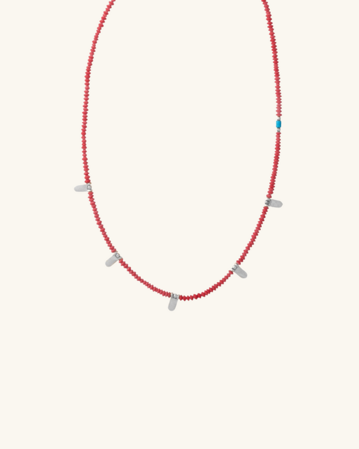 Collar de Coral y Turquesa Plata - Zazü