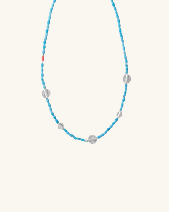 Collar de Turquesa y Coral Plata - Zazü