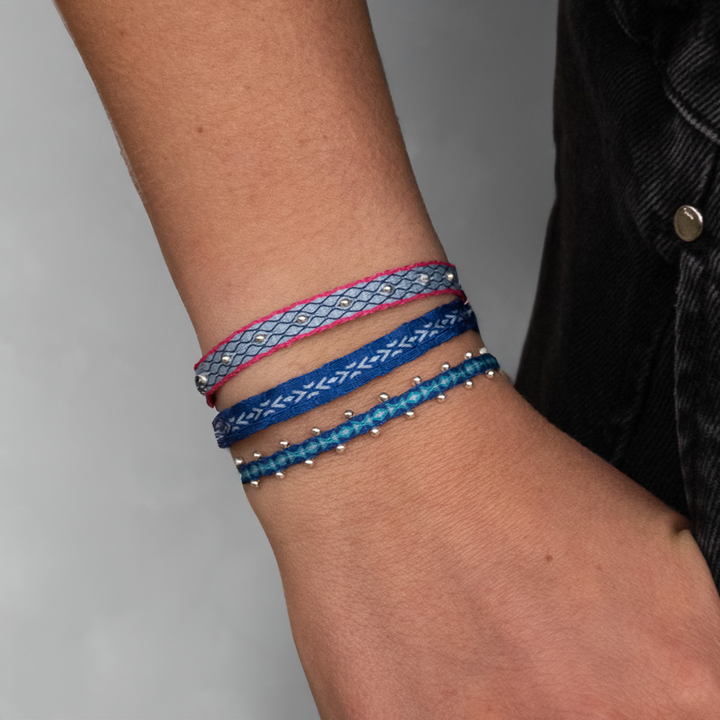 Pack Pulseras Azul y Rosado de Telar