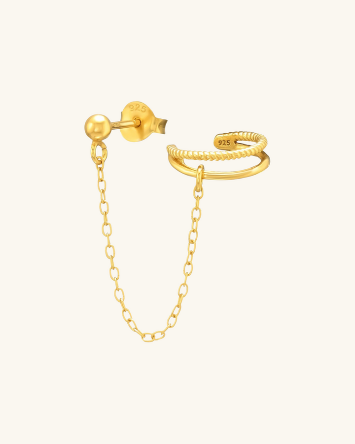 Ear Cuff con Cadena Bañado en Oro - Zazü