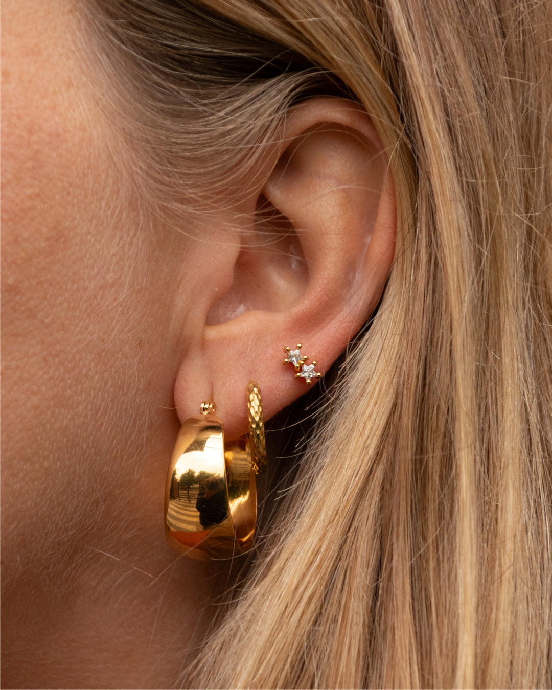 Piercing Doble Circón Bañado en Oro