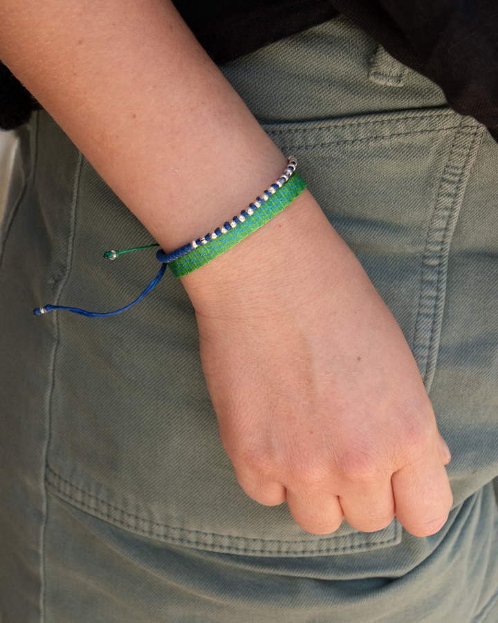 Pack Pulsera Azul con Plata y Verde Telar
