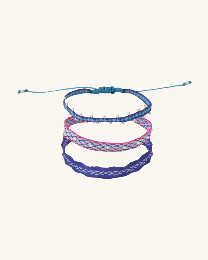 Pack Pulseras Azul y Rosado de Telar