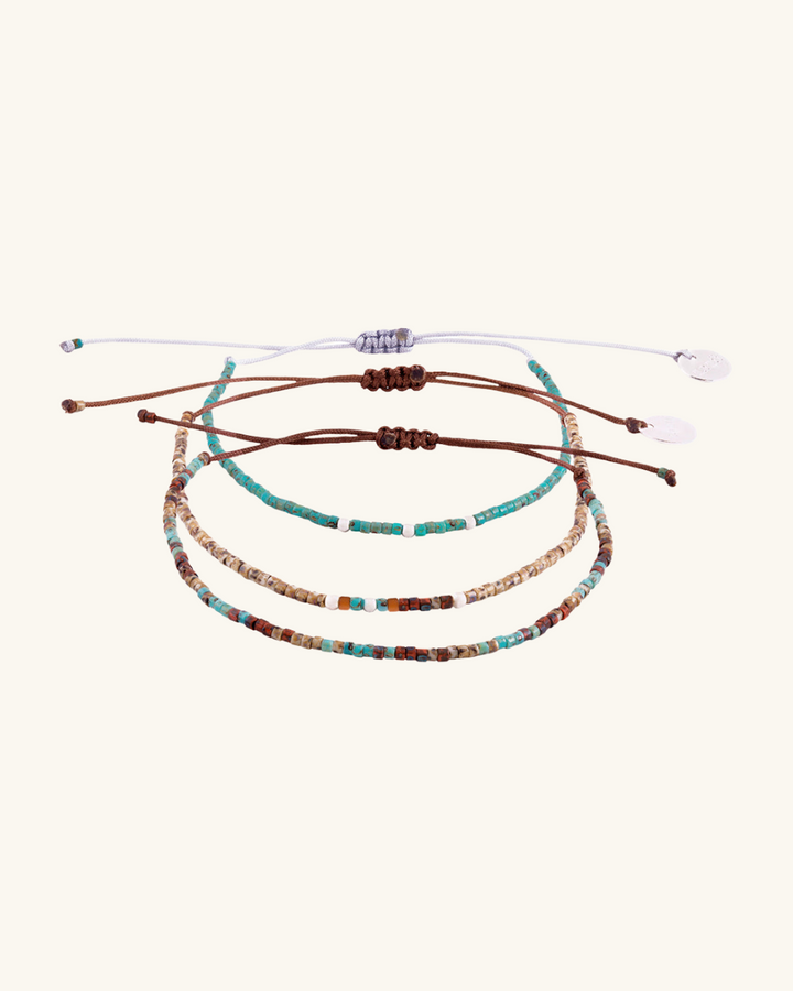 Pack Pulseras Picasso Tierra con Mostacillas de Plata