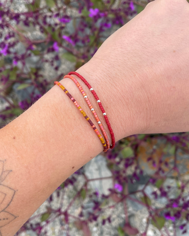 Pack Pulseras Terracota y Burdeo con Mostacillas de Plata
