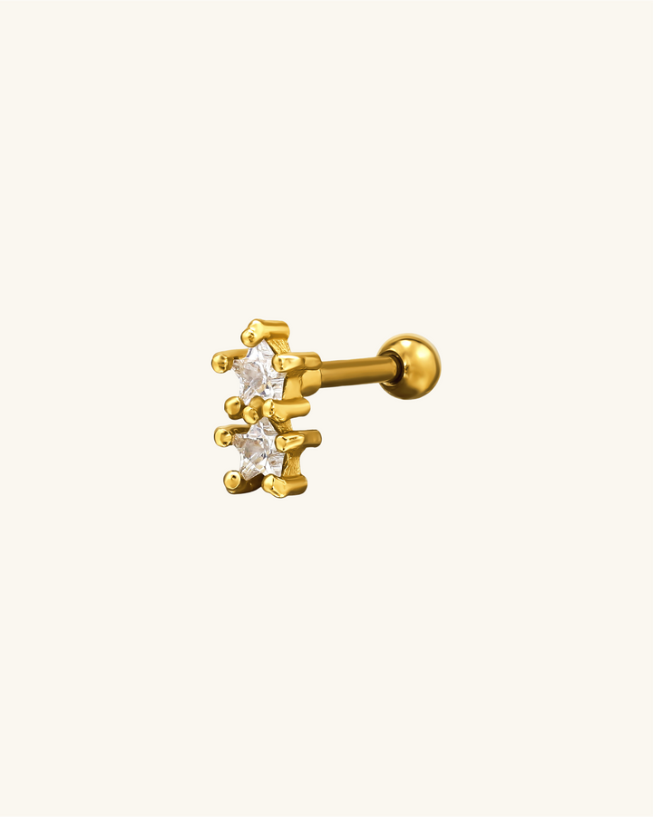 Piercing Doble Circón Bañado en Oro
