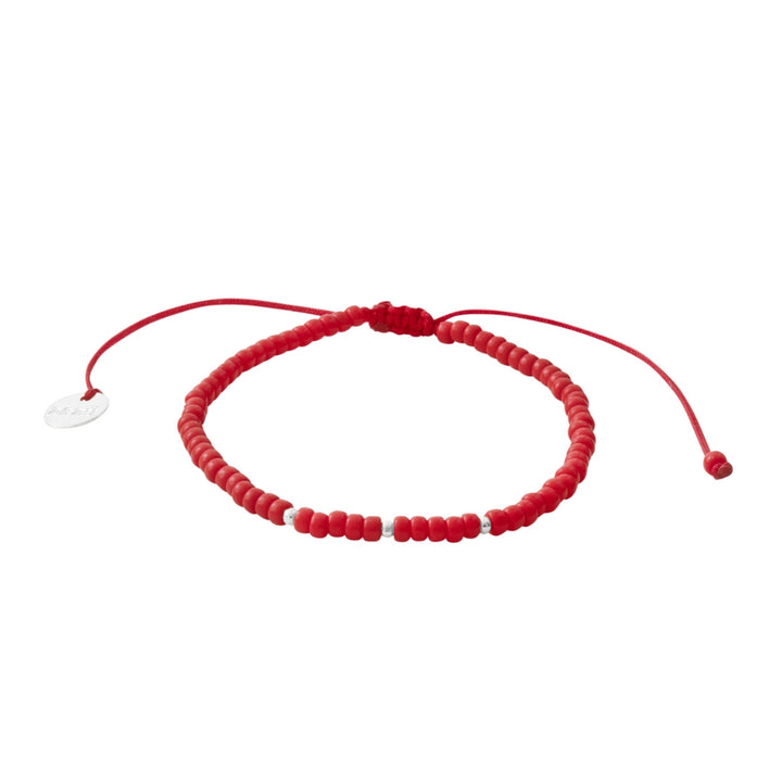 Pulsera Candy Roja con Mostacillas de Plata