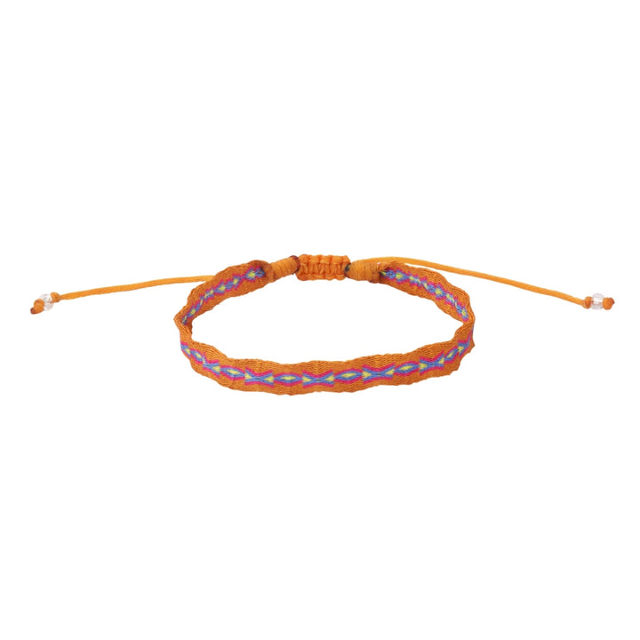 Pulsera Telar Ancha Mostaza, Azul y Amarillo