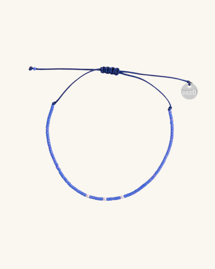 Pulsera Azul Tornasol con Mostacillas de Plata