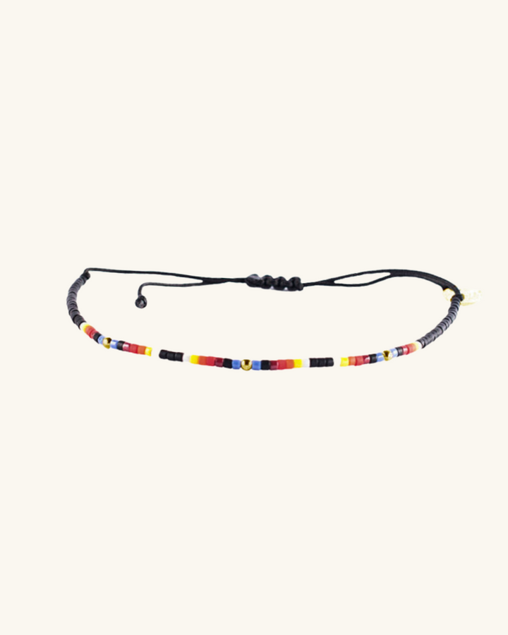 Pulsera Chenoa Azul con Mostacillas Bañadas en Oro