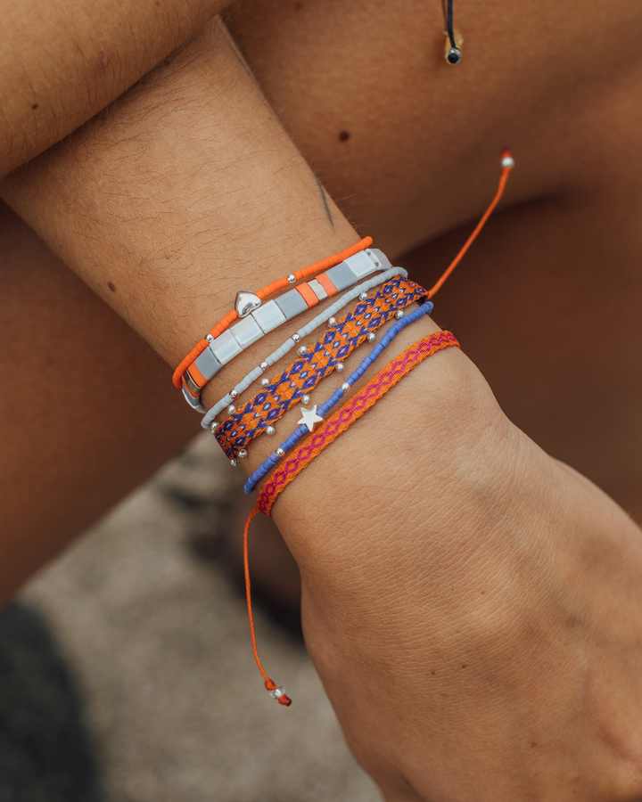 Pulsera Candy Blanca con Mostacillas de Plata