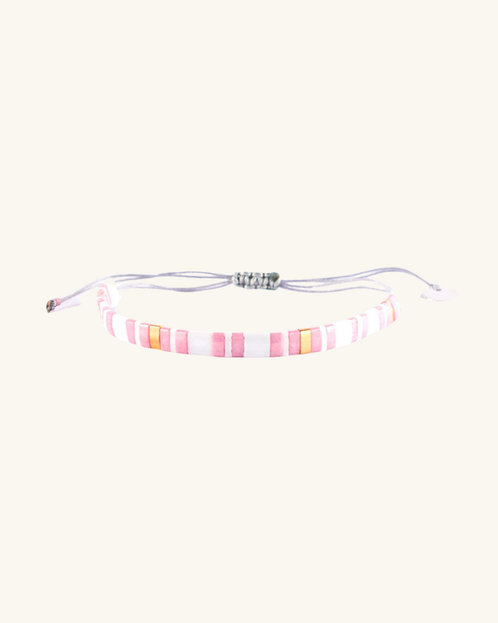 Pulsera Fita Blanco y Rosado