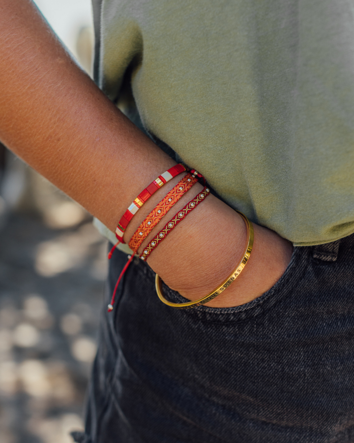 Pulsera Fita Roja y Dorado