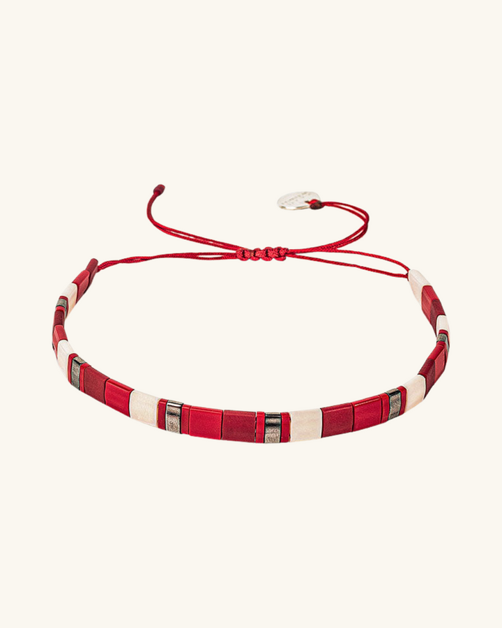 Pulsera Fita Roja y Plateada