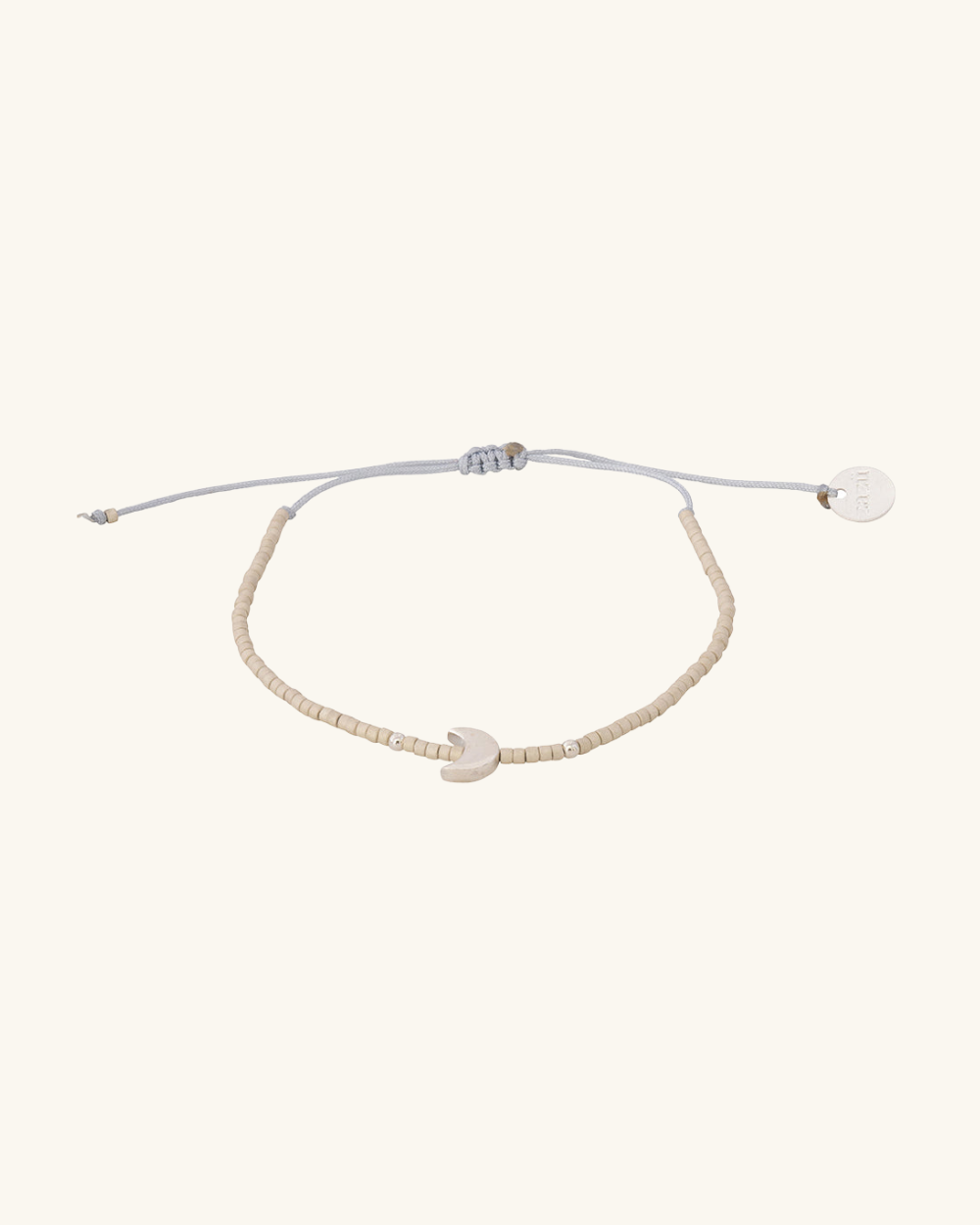 Pulsera Marfil con Luna y Mostacillas de Plata
