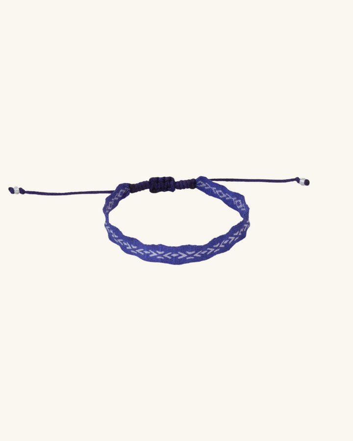 Pulsera Telar Ancha Azul y Gris