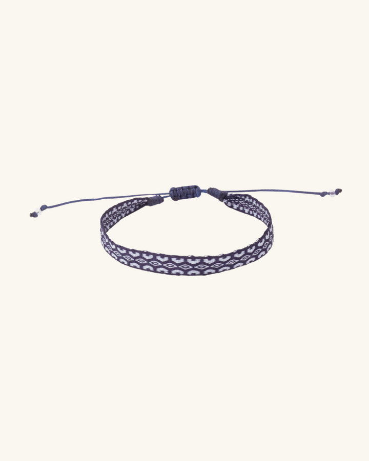 Pulsera Telar Ancha Azul y Plateado