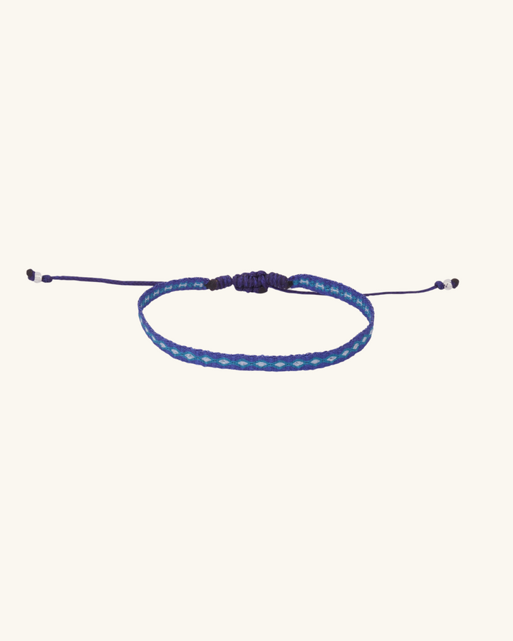 Pulsera Telar Fina Azul y Celeste