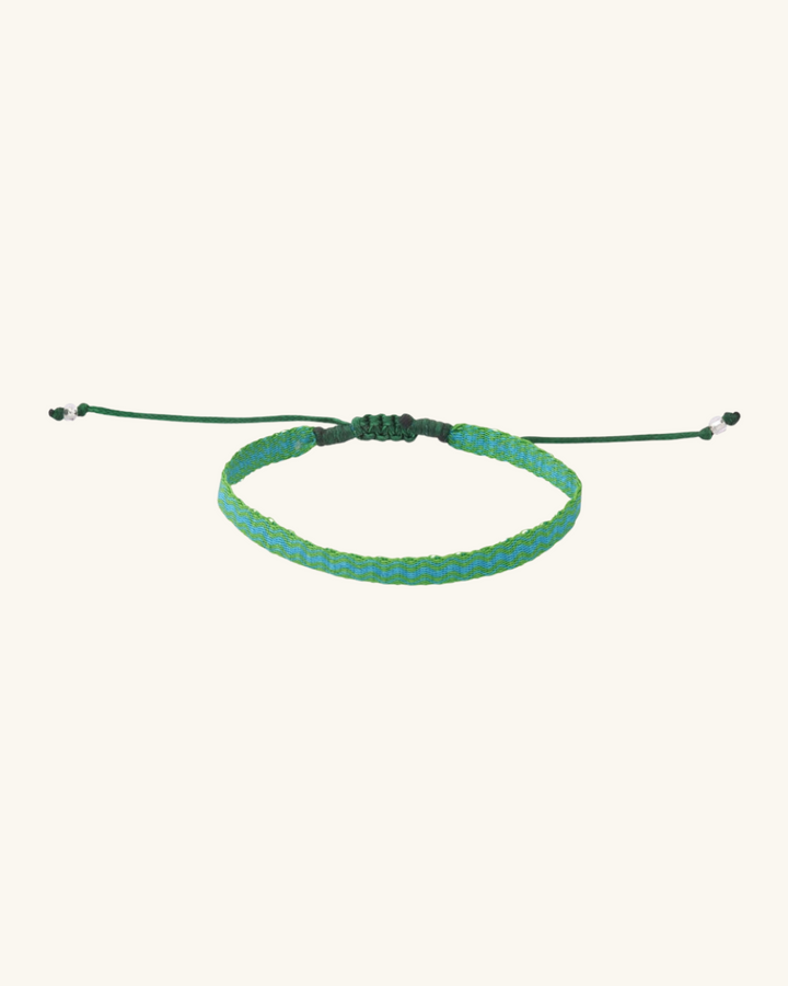 Pulsera Telar Fina Verde y Turquesa