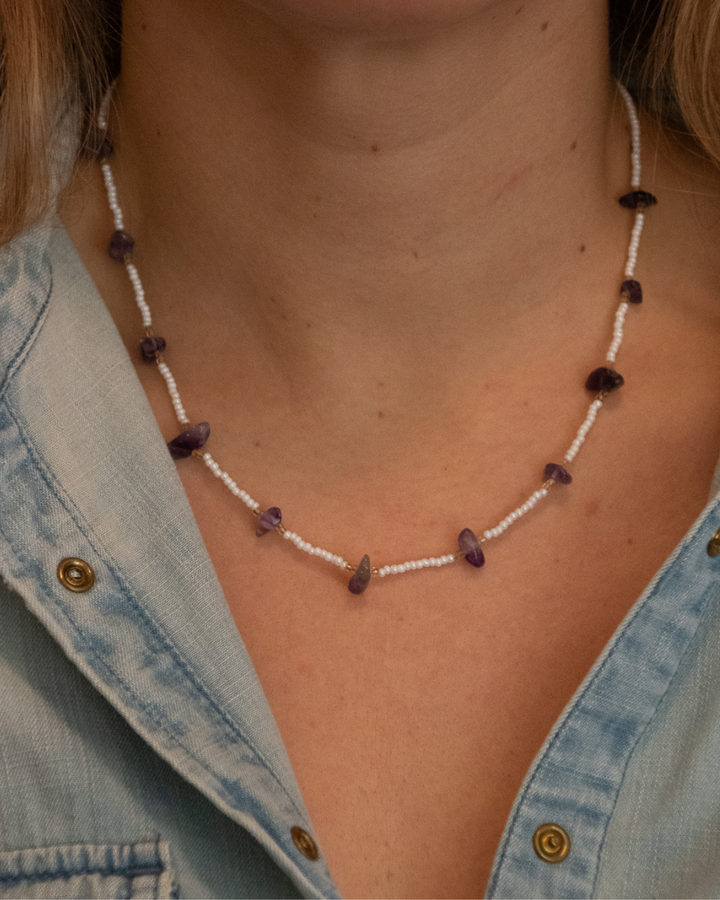 SAMPLE SALE Collar Fantasía Blanco y Morado