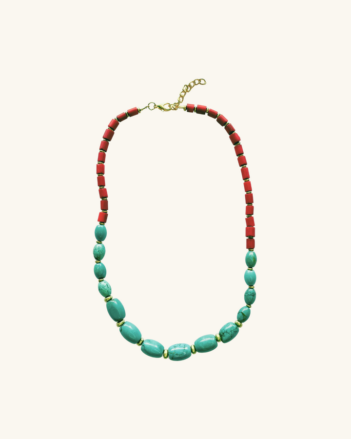 SAMPLE SALE Collar Fantasía Turquesa y Rojo