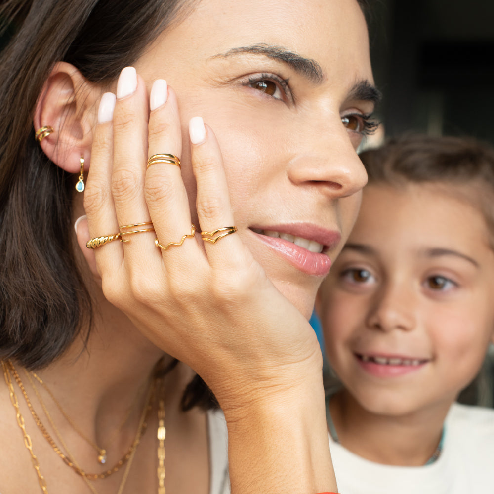 Anillo Zig Zag Bañado en Oro