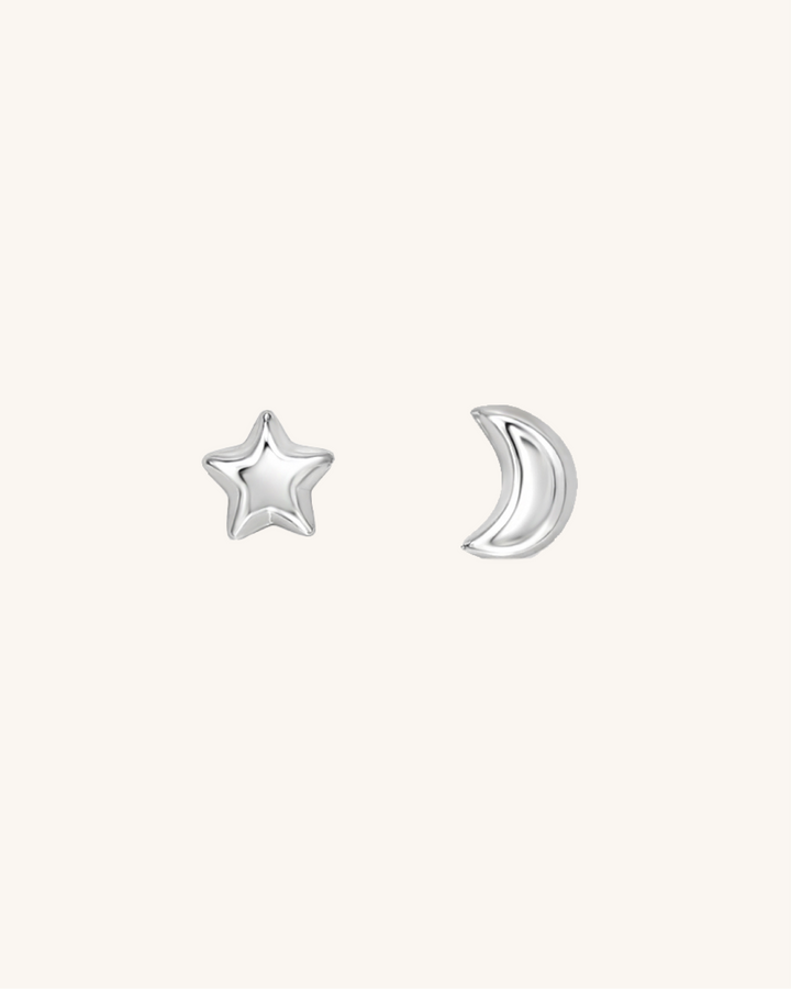 Pack Aritos Luna y Estrella de Plata