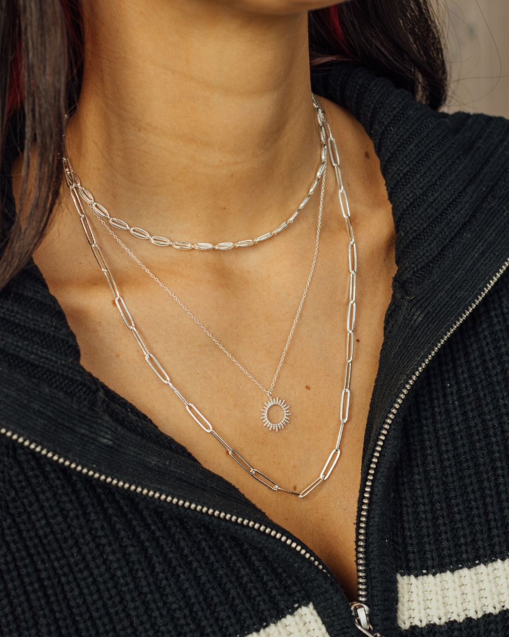 Choker Eslabones Gota Alargada de Plata