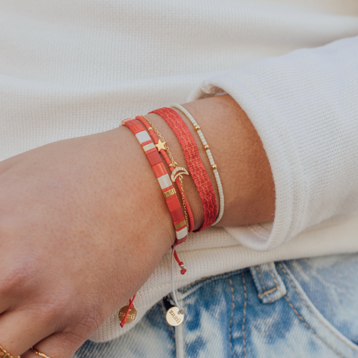 Pulsera Fita Roja y Dorado