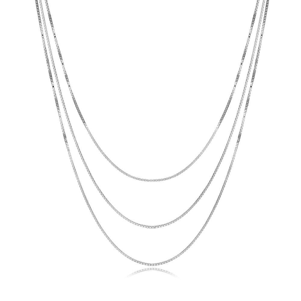Collar Triple Simple de Plata