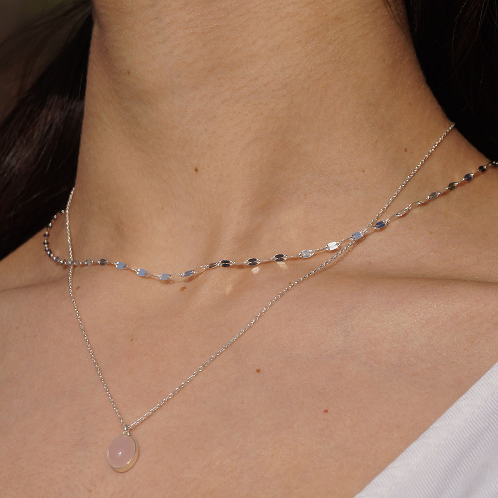 Collar Cuarzo Rosado de Plata