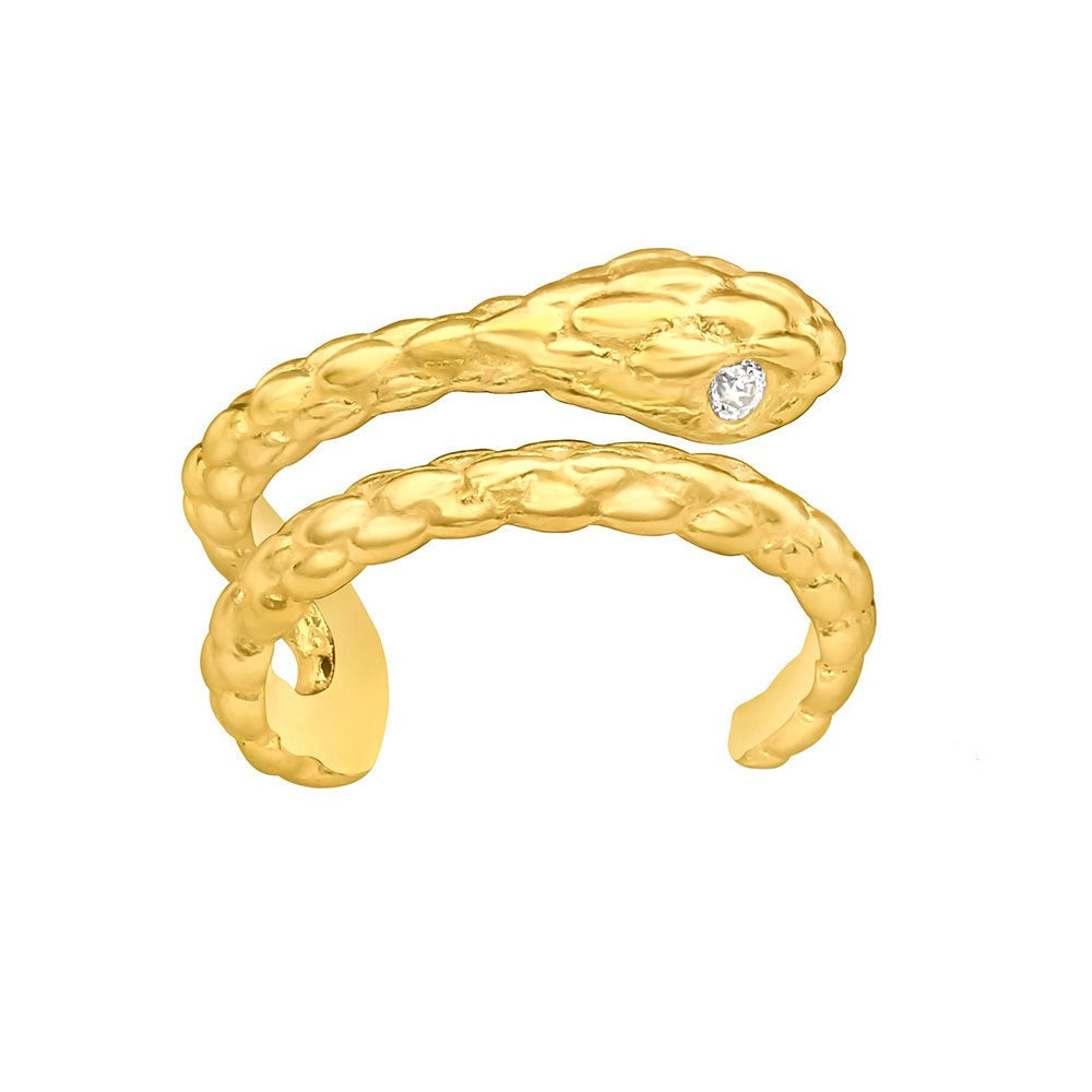 Ear Cuff Fino Doble Serpiente Bañado en Oro