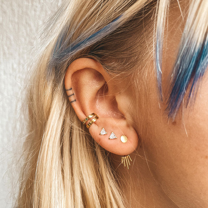 Ear Cuff Doble Arco Iris Bañado en Oro