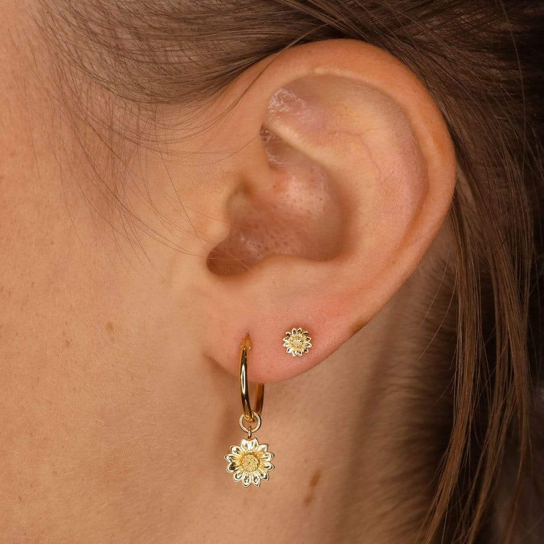 aros girasol plata bañada en oro