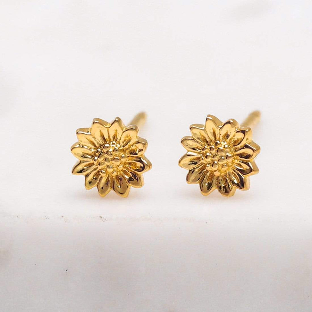 aros girasol plata bañada en oro