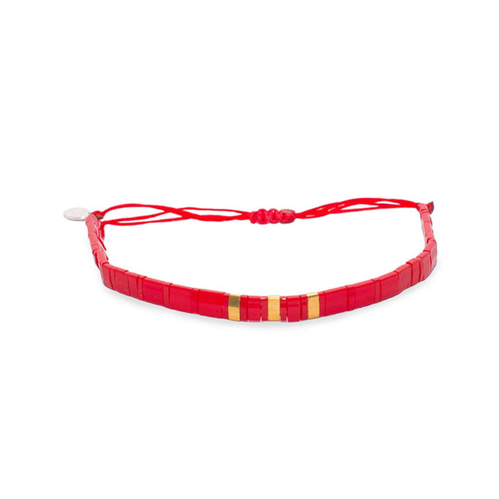 Pulsera Fita Roja y Dorado Lisa