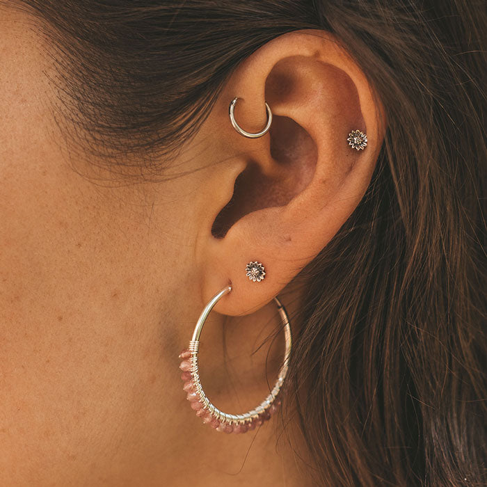 Aros Tiny Sunflower de Plata